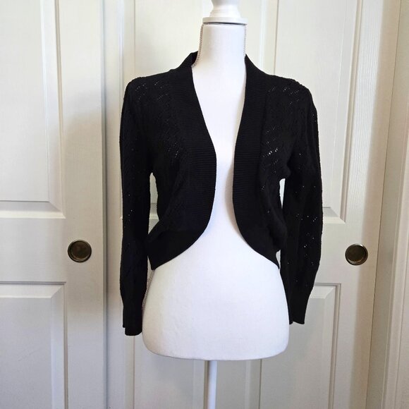 DAISY FUENTES WOMEN'S BLACK BOLERO SWEATER SZ MEDIUM - Picture 1 of 6